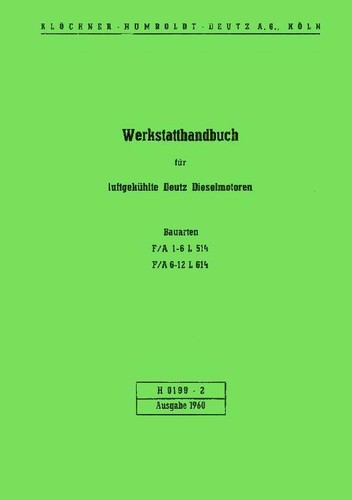 Werkstatthandbuch deutz motor - werkstatthandbuch,